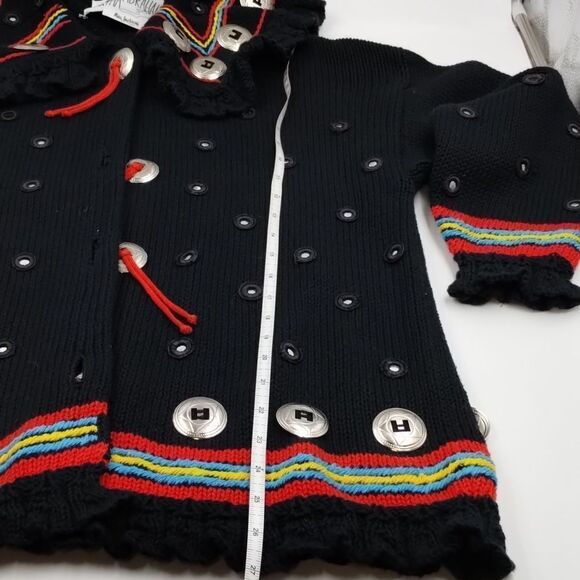 Martha Abraham size large knit sweater cardigan southwestern with collar - Picture 8 of 11